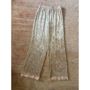 Forever 21 Crushed Velvet Wide Leg Pants Small Blush Pink Lounge Y2K